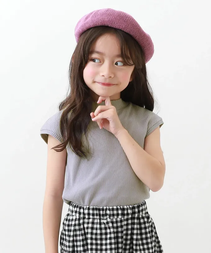 日本 devirock - 甜美羅紋小立領法式袖上衣-粉摩卡