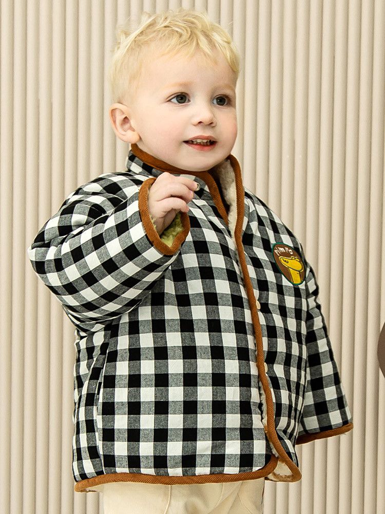 韓國Pimpollo - 恐龍刺鏽雙面實穿保暖外套-焦糖色