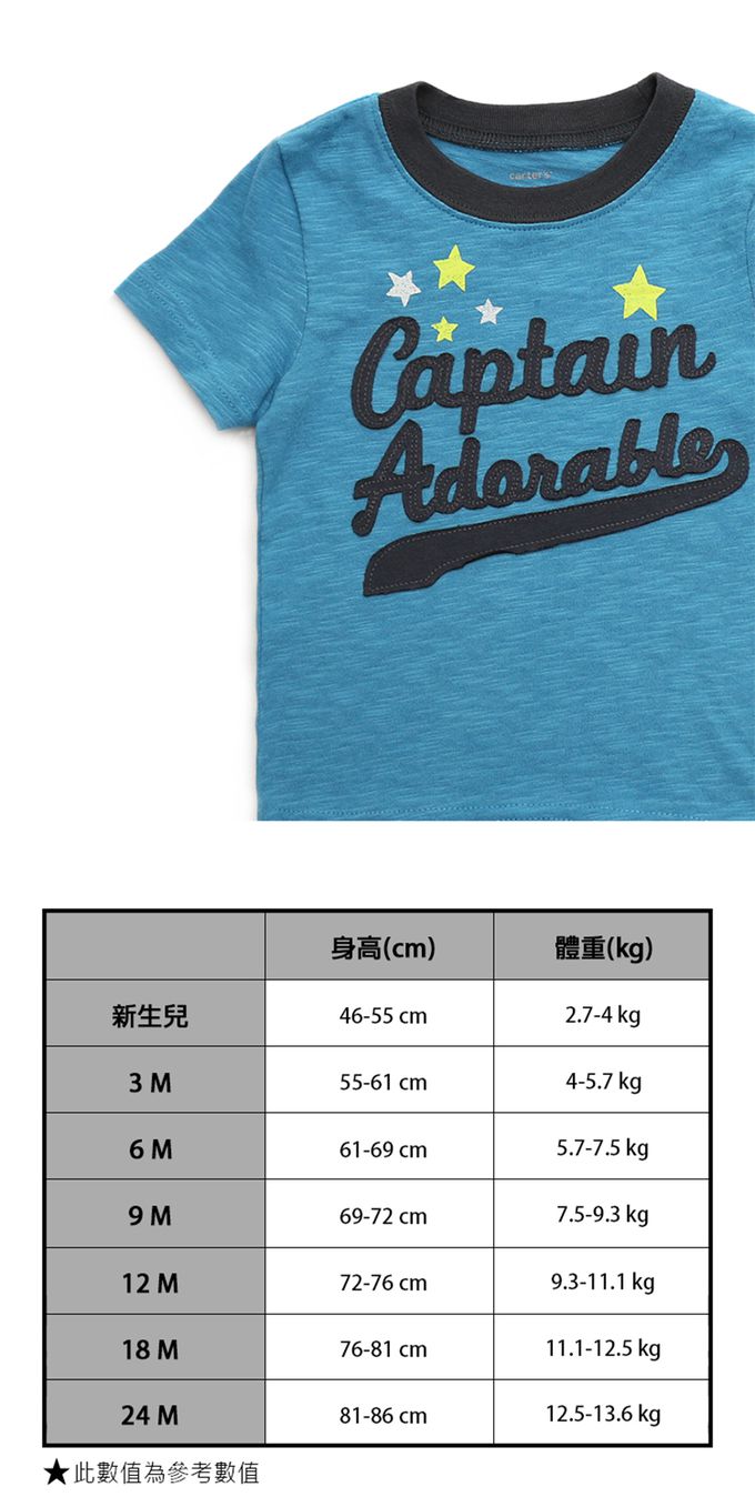 美國 Carter's - 星星英文字母貼布短袖上衣