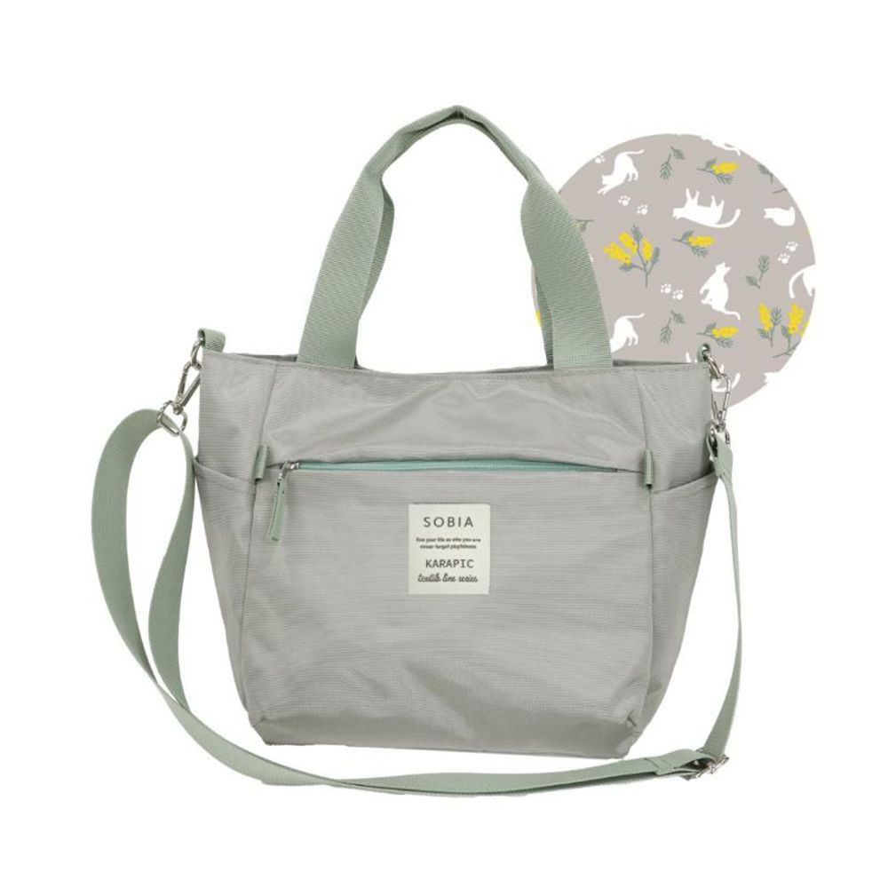 高收納力2way手提/側背包(繽紛內裏)-淺灰 (H23×W26~33×D13.5)